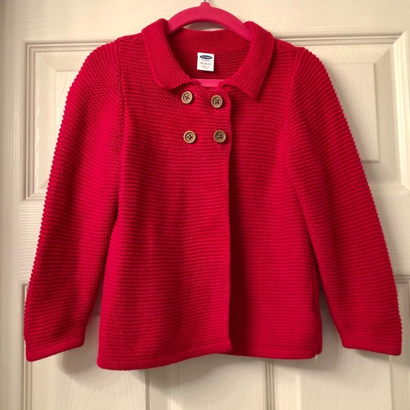 Old Navy Other - Girls Old Navy Knit Buttoned Red Sweater 18-24 Months